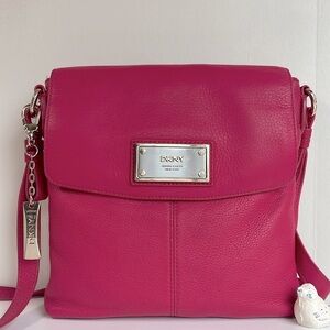 DKNY Hot Pink Genuine Leather Crossbody Bag